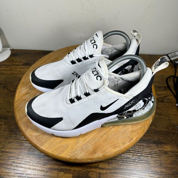 Nike Air Max 270 White Black Metallic Silver Women's Size 9.5 Shoes AR0499-100 - Picture 3 of 9